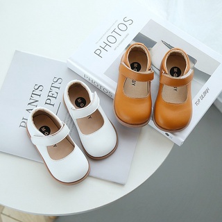 Korean Style Fashion Girls Solid Color Princess Shoes 1-8 Years Old Kids Flat Shoes Soft Leather