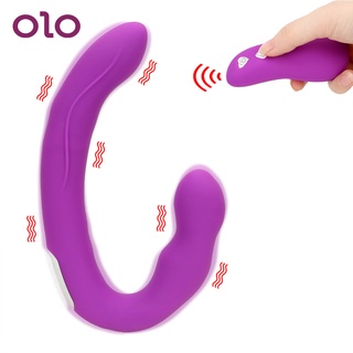 OLO Strap-on Dildo Vibrator Anus Massage G-spot Clitoris Stimulator Lesbian Strap On Double Penetrat