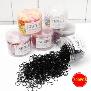 500pcs/Pack Girls Candy Colors Disposable Elastic Hair Bands/ Kids Mini Cute Rubber Hair Ties/ Girls Ponytail Holder