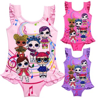 Surprise Doll Baby Kids Swimsuit Child Girls One-piece Swimwear Beach Wear