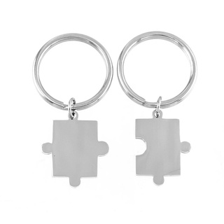 Keychains✘✖100% Stainless Steel Blank Puzzles Tags Pendant Keychain DIY Jigsaw Charms Key Ring Mirro