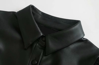 2020 Fall Faux Leather Mini Pu Leather Skirt Dress R4-36301 (5)