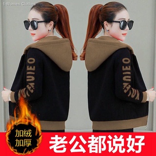 ◙Plush thick hooded zipper sweater women s 2021 age reduction mother wear short coat autumn and wint (8)