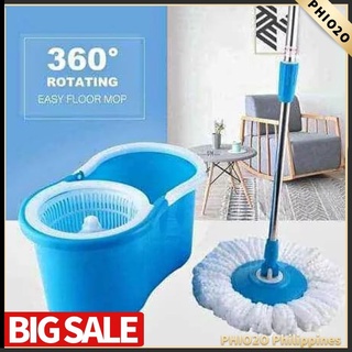 New 360° Microfiber Magic Rotating Spin Head Easy Cleaning Floor Mop Bucket Set (1)
