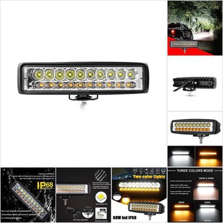 1x 6" 60W Car Top LED Offroad Work Light Bar Dual Color White & Amber WaterproofThe latest trend