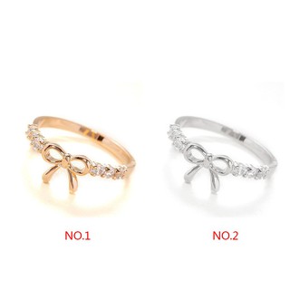 Bowknot Design Women Girl Rhinestone Ring with Micro Paved Bow Tie for Party (3)