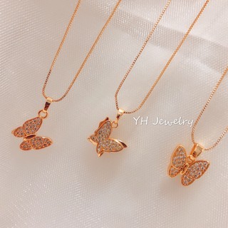【YH】18k rose gold plated butterfly pendant necklace