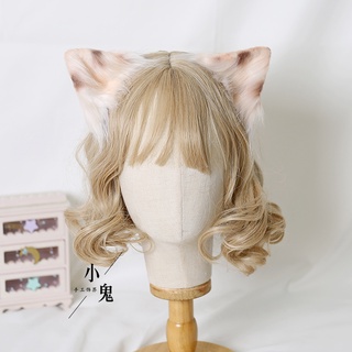 Tabby Cat Ear Barrettes LolitaHandmade Animal Ears Three-Flower Cat Folding Ears Tabby Cat Ear HeadbandkcCat Ears
