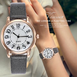 Fashion Women Simple Leather Strap Quartz Watch V244