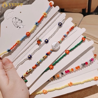 Simple Seed Beads Strand Necklace Women String Beaded Short Choker Necklace Fashion Jewelry Accessories Gift