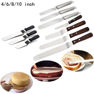 4/6/8/10 Inch Stainless Steel Cake Spatula Butter Cream Icing Frosting Knife Wooden Handle Spatula Cake Machete Butter Cream Baking Tool (1)