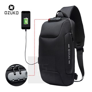 OZUKO USBcharging anti-theft password lock chest bag Messenger bag waterproof travel bag leisure bag
