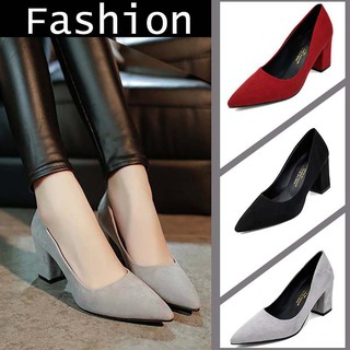 Women Pointed Toe Suede Buckle High Heels Wedding Shoes
