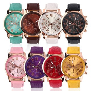 ⚡COD ⚡Geneva PU Genuine Leather Quartz Watches Women Fashion Dress Wristwatch Unisex