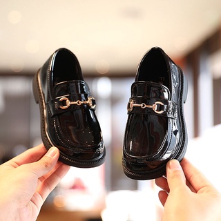 Girls Black Leather Shoes yan chu xie Spring and Autumn Leather Shoes Soft-Sole Primary School Students British Style White Princess Children's Shoes Girls