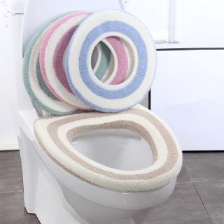33*33cm Elastic Closestool Mat Washable Cotton Toilet Seat Cover Warm Bathroom Pad (1)