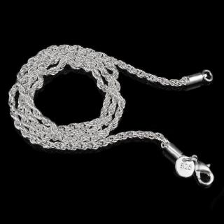 16/18/20/22/24/26/28/30 Inch Solid Silver Rope Twist Necklace Chain Women Men Jewelry