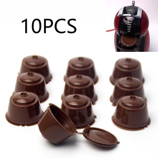 10PCS Refillable Capsules for Nescafe DOLCE GUSTO Coffee Capsules Reusable Filter with Spoon Brush