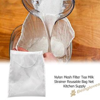 BE Reusable Nylon Cheesecloth Filter Bag Soya-bean Milk Coffee Tea Mesh Kitchen Net (2)