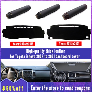 Thickened Insulated leather dashboard cover pad for Toyota innova 2004-2021 High Quality Non Slip Anti UV Sun Protection Panel Cover sun visor anti skid mat garnish car accessories interior 2008 2009 2010 2011 2012 2013 2014 2015 2016 2017 2018 2019 2020