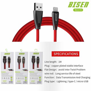Fast Charder Micro Usb Cable Bisen BU 178 Strong Compatibility Suitable for Different Types Socket