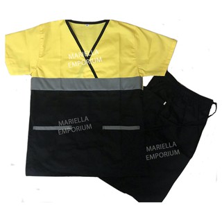 3 Color Combination Yellow, Gray & Black Scrub Suit