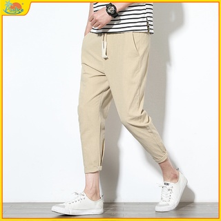 Chinese Style Linen Casual Pants Loose Sports Pants Tied Cotton Linen Large Size Male Linen Harem Pants Lantern Pants