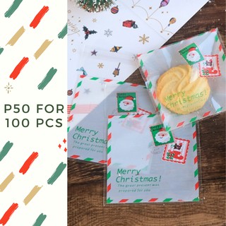 FP14 (100PCS) Merry Christmas Envelope Cookie Candy Treat Pastry Bag