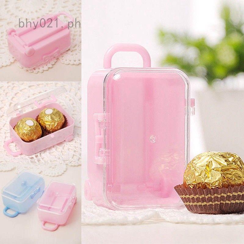 Mini Rolling Travel Suitcase Box Wedding Favors Party Reception Candy Toy