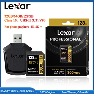 Lexar 2000x 128gb 64gb 32gb Sd Card Sdxc Uhs-ii U3 Flash Memory card With high speed card Reader For 3d 4k Digital Slr Camera
