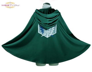 【Spot + COD】 Attack On Titan Costume Green Cloak Japanese Anime Cosplay Shingeki No Kyojin Hoodie Eren Levi Mikasa Cloak Scout Legion Coat ME