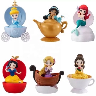 Disney Princess Snow White Cinderella Belle Ariel Mini Figure Cake Topper Capsule Toys for Girls