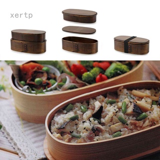 Japanese-style bento box wooden double-layer children's lunch box picnic insulated lunch box