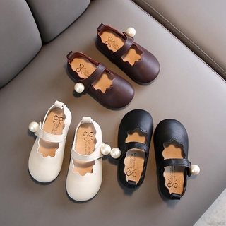 [Superseller] Kids Girl Pure Color Pearl Soft Soles Non-slip Casual Princess Shoes 1-7 Years Old