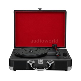 Turntable With Speakers Vintage Phonograph Record Player Stereo Sound Black EU-t