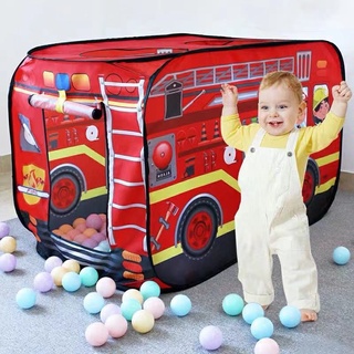 1dSPop Up Play Tent Fire Engine Truck Foldable Kids Indoor Outdoor Playhouse