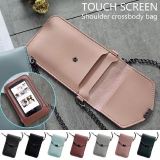 [Popular Women Mobile Phone Crossbody Bag] [Can Touch Cell Phone Screen Design] [PU Leather material]