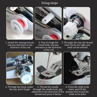 Mini Sewing Machine Patchwork Overlock DIY Portable Pocket Manual Stitch Accessories Cloth Fabric Handy Needlework Tool (4)