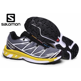【Ready Stock】 Salomon/salomon Speedcross Outdoor Professional Hiking sport Shoes Casual retro XT6 Dark gray black yellow 40-47