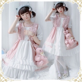 Japanese Style Soft Girl Lolita Cheap Cabbage PricelolitaFake Two-Piece Princess Loli Dress Sweet Cute Dress 510O