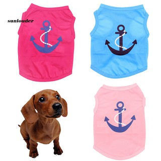 sl-Dog Cute Anchor Print Sleeveless Puppy Apparel Vest Summer T-shirt Pet Clothes