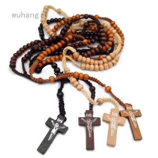 Wooden Cross Catholic Christian Rosary Necklace Rosary Religious Jewelry