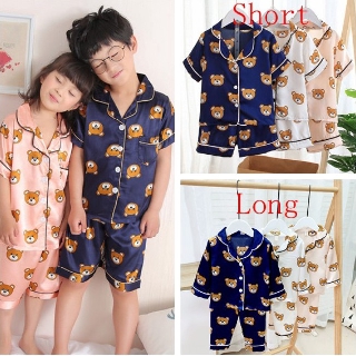 Baby Boys Girls Short/Long Sleeve Bear Patterb T-shirts + Pants Home Pajama Set