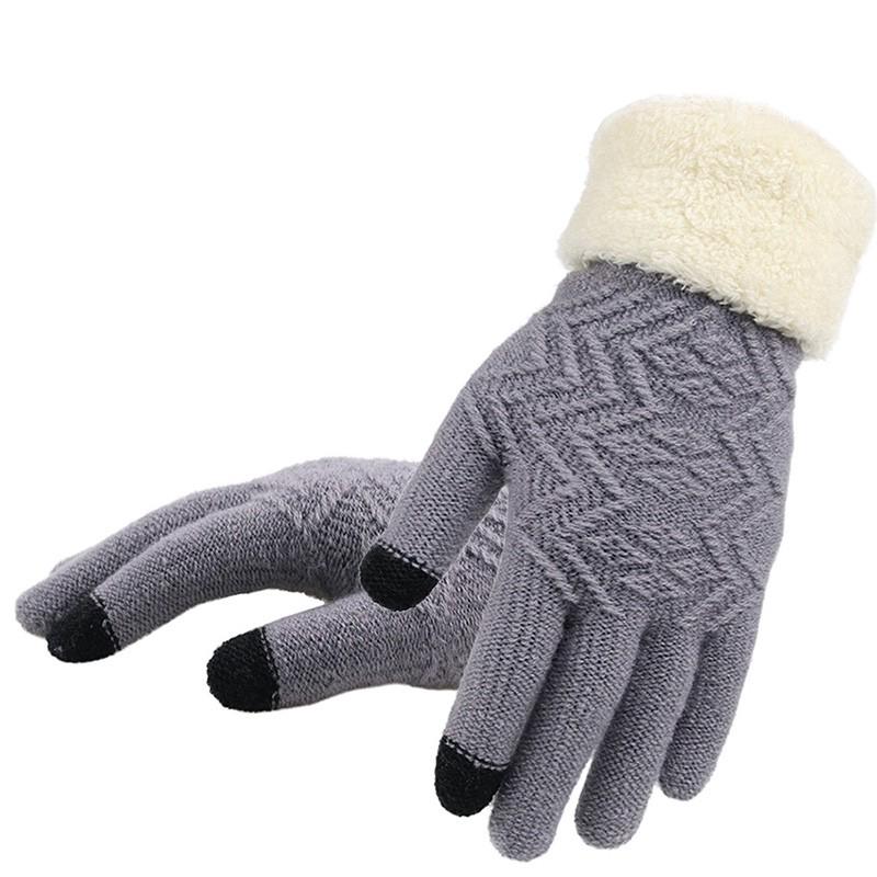 Women Winter Touch Screen Knit Stretch Warm Gloves