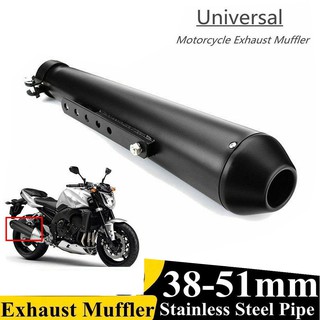 【Motorcycle Exhaust Pipes】17.5'' Motorcycle Cafe Racer Exhaust Muffler Pipe Silencer & Bracket Matte