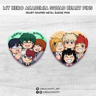 My Hero Academia Squad Heart Button Pins