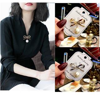 Fashion Pearl Brooch Pin Bowknot Gold Simple Cute Jewelry Headscarf Women Accessories Gift-yimi