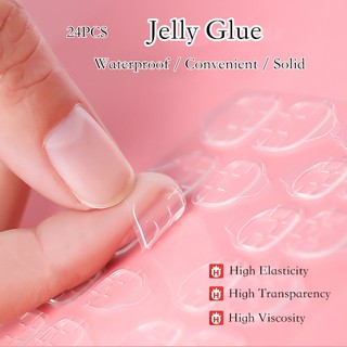 【24pcs】Nail Jelly Glue Flexible Double Sided Adhesive Fake Fingernail Sticker Home DIY