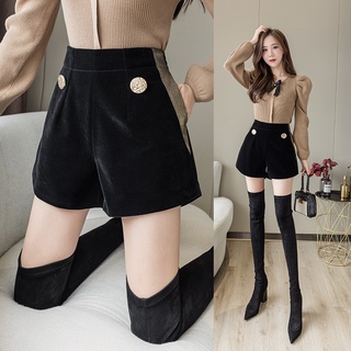XL-5XL Womens Plus Size Black Golden Velvet Shorts Fashion Korean Loose High Waist Shorts