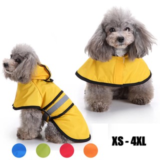 Pet Dog Cat Raincoat Rain Gear Water Proof Polyester Dog Raincoat Hooded Poncho Rain Jacket with Hood Reflective Stripe 4XL